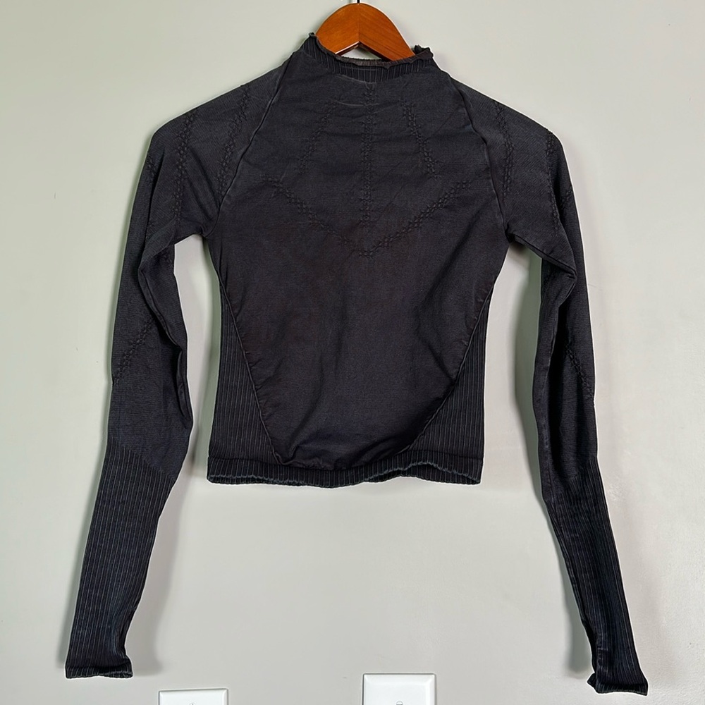 Free People Good Karma HighNeck Layer Long Sleeve  Washed Black Size M/L NWOT